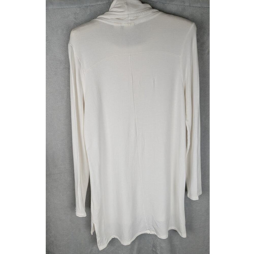 Westbound Cowl Neck Tunic Top Size M Off-White Rayon/ Span Stretch Hi-lo hem EUC
